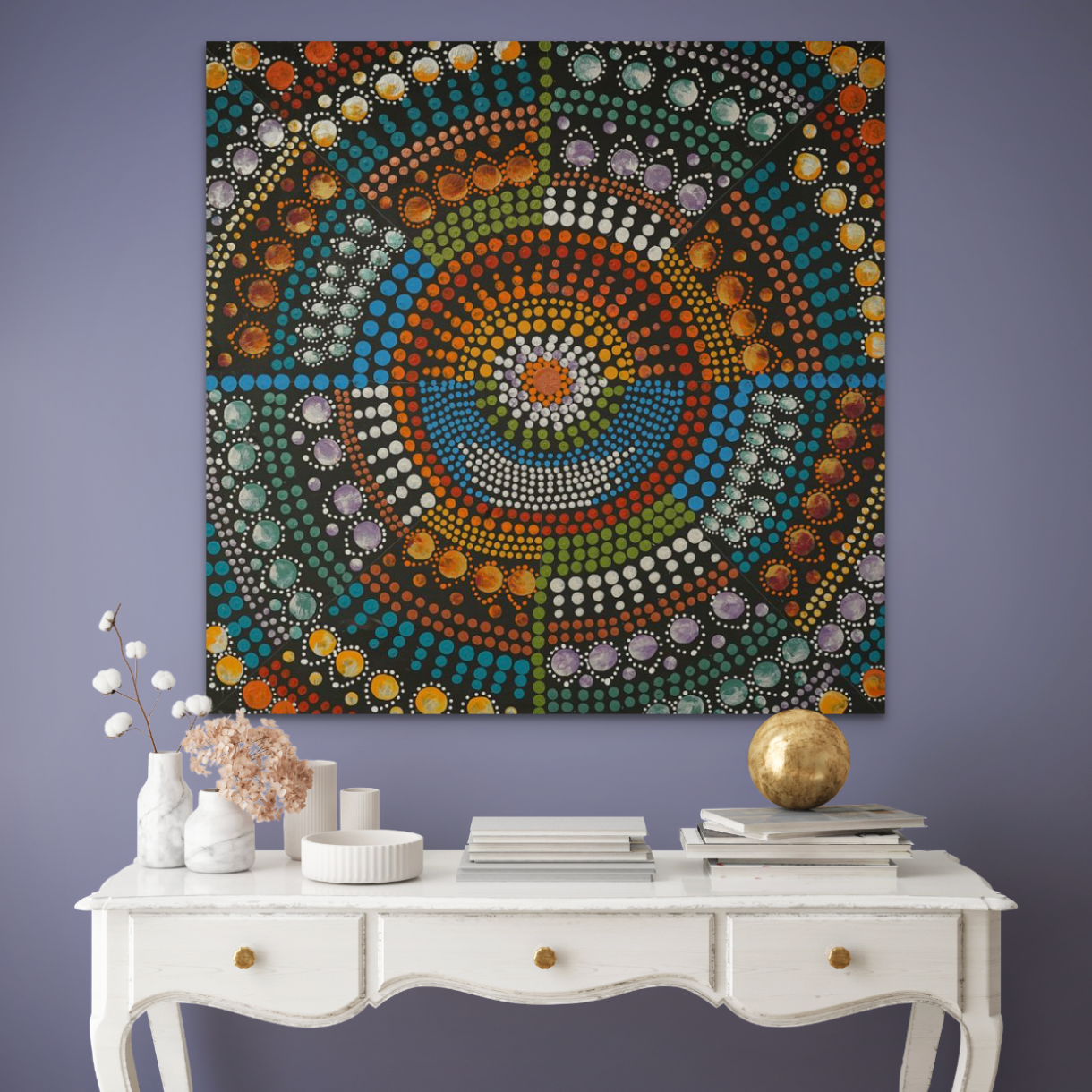 Mandala of Aboriginal bush foods and Coolamon