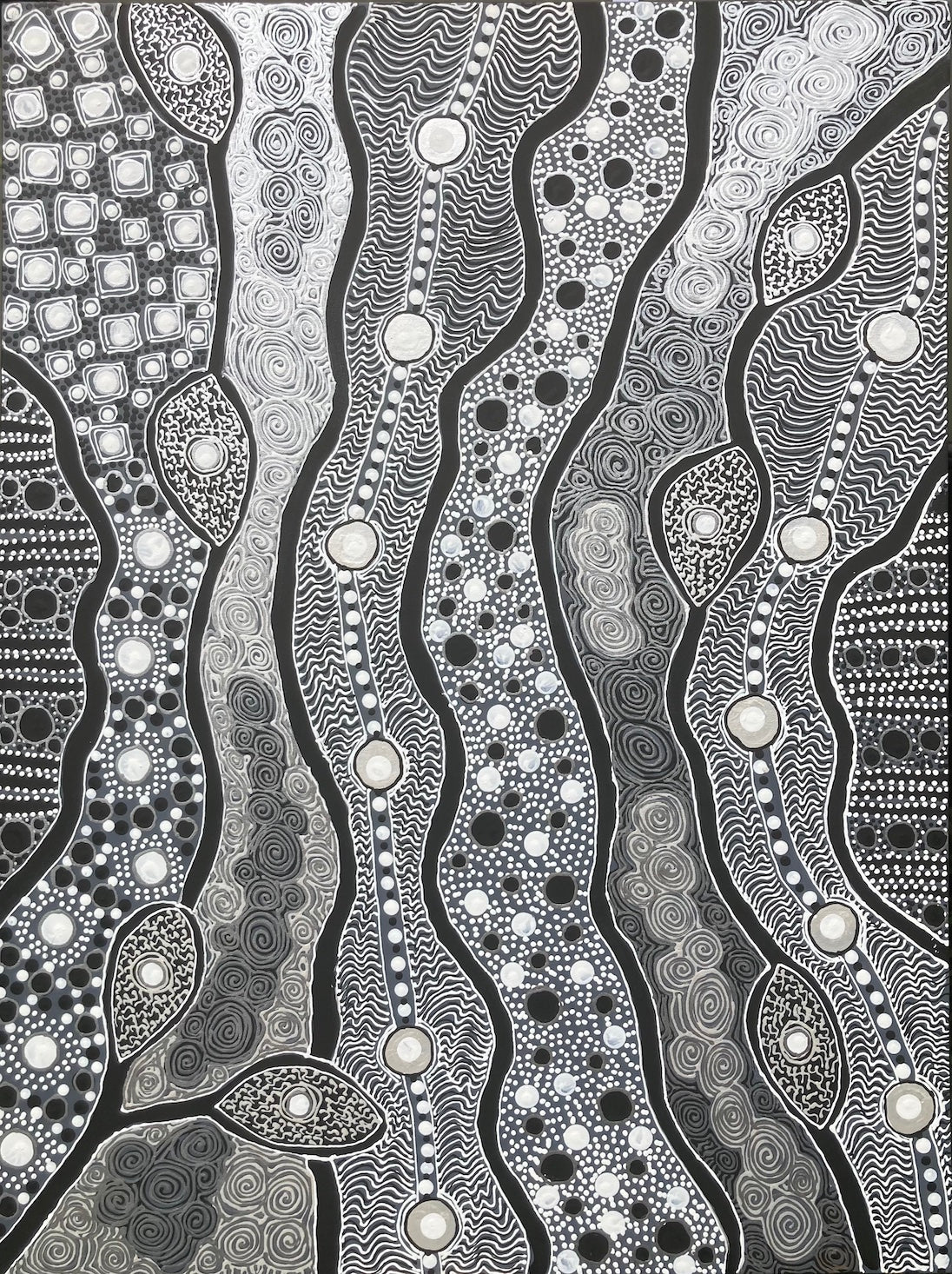 connecting country and story in this complex yet calming Acrylic painting