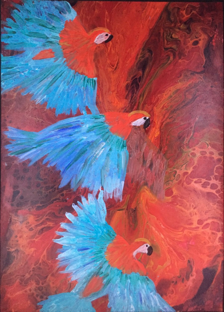 Dirty pour of Birds flying | Contemporary art | GleeArt