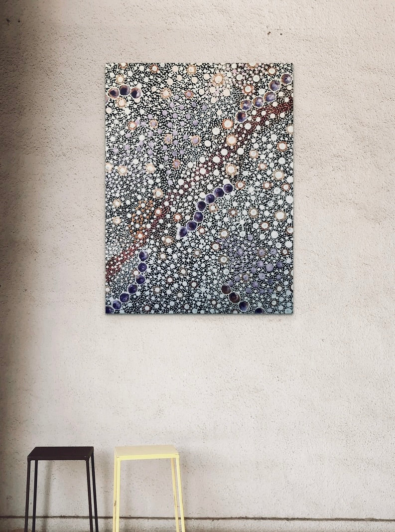 Tactile Aboriginal dot art from Central Australia featuring the night sky.